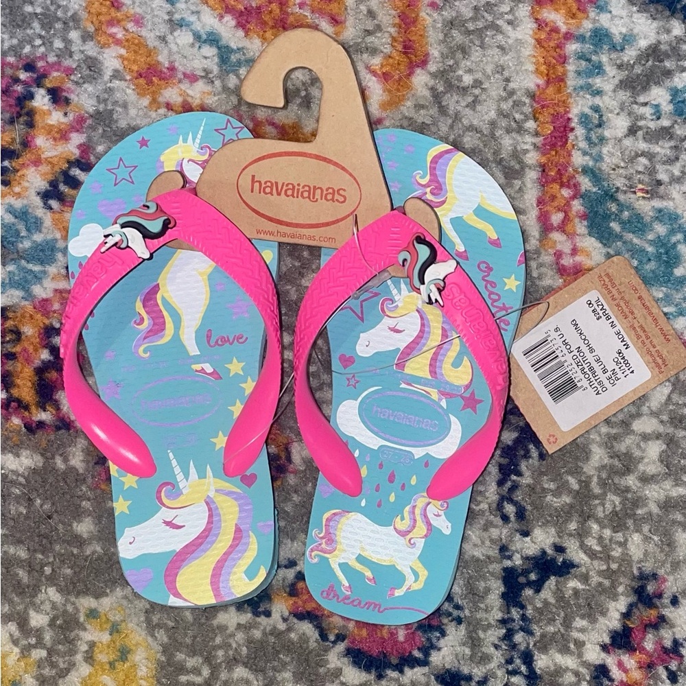 Havaianas Unicorn Sandals Pink and Blue